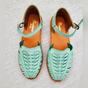 Super cute teal colored Mexican huaraches.